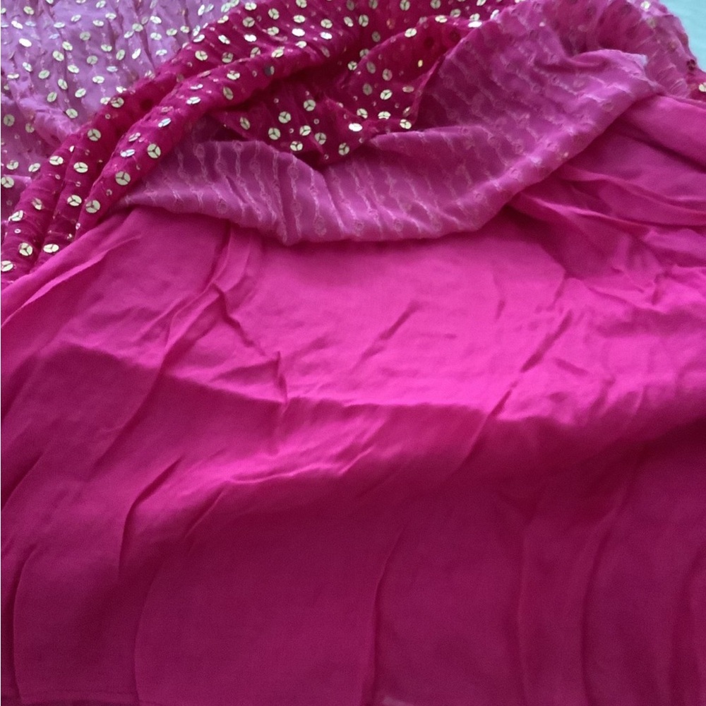 Fuchsia Sequin Dot Maxi Dress/indian Pakistani - Picture 5 of 7